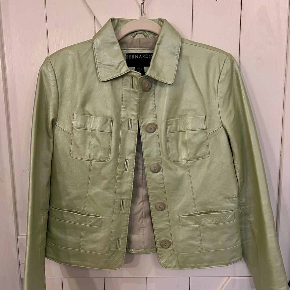 Bernardo Women's Light Green Leather Jacket